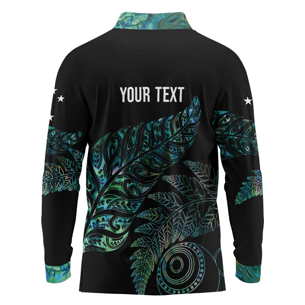 Aotearoa Personalized Lawn Bowls Maori Long Sleeve Polo Shirt New Zealand Paua Shell Tribal Silver Fern LT7 - Polynesian Pride