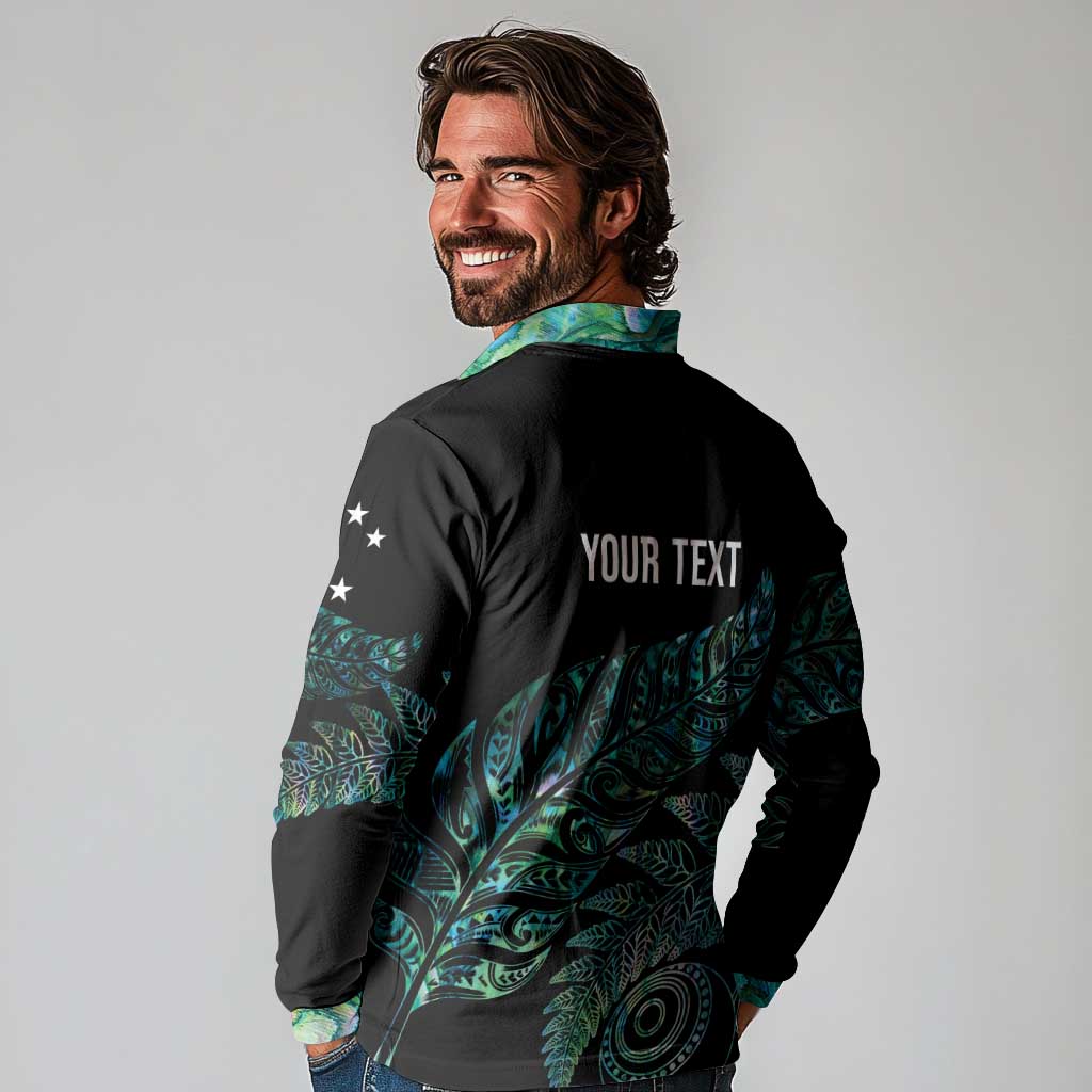 Aotearoa Personalized Lawn Bowls Maori Long Sleeve Polo Shirt New Zealand Paua Shell Tribal Silver Fern LT7 - Polynesian Pride