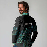 Aotearoa Personalized Lawn Bowls Maori Long Sleeve Polo Shirt New Zealand Paua Shell Tribal Silver Fern LT7 - Polynesian Pride