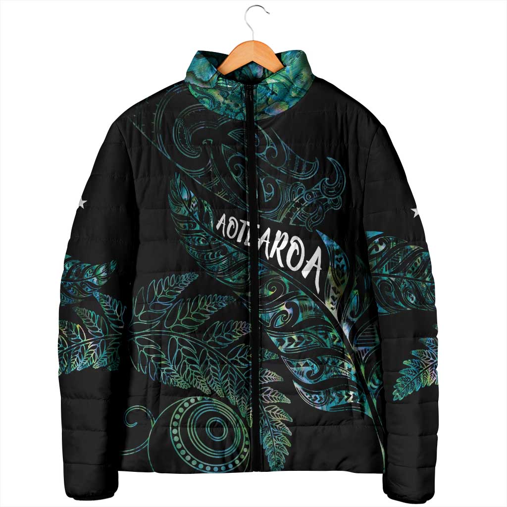 Aotearoa Personalized Lawn Bowls Maori Padded Jacket New Zealand Paua Shell Tribal Silver Fern LT7 - Polynesian Pride