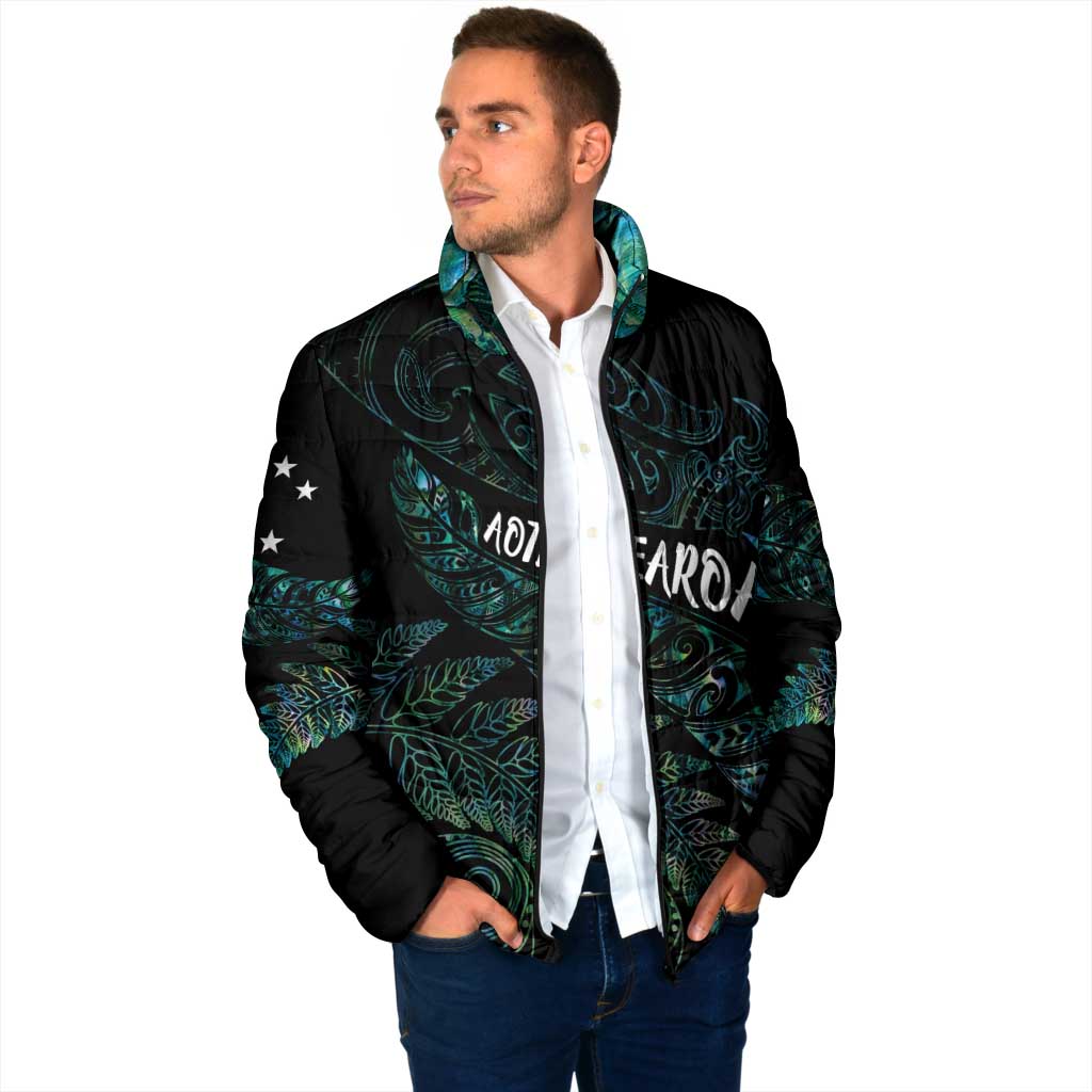 Aotearoa Personalized Lawn Bowls Maori Padded Jacket New Zealand Paua Shell Tribal Silver Fern LT7 - Polynesian Pride