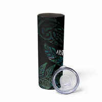 Aotearoa Personalized Lawn Bowls Maori Skinny Tumbler New Zealand Paua Shell Tribal Silver Fern LT7 - Polynesian Pride