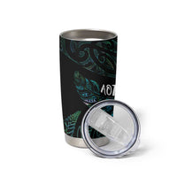 Aotearoa Personalized Lawn Bowls Maori Tumbler Cup New Zealand Paua Shell Tribal Silver Fern - Polynesian Pride