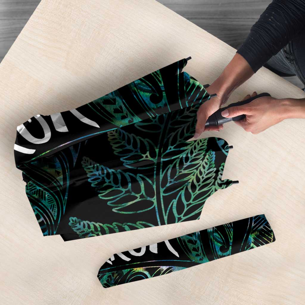 Aotearoa Personalized Lawn Bowls Maori Umbrella New Zealand Paua Shell Tribal Silver Fern - Polynesian Pride