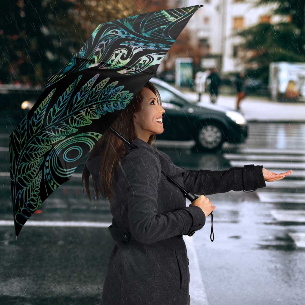 Aotearoa Personalized Lawn Bowls Maori Umbrella New Zealand Paua Shell Tribal Silver Fern - Polynesian Pride