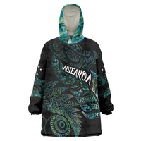 Aotearoa Personalized Lawn Bowls Maori Wearable Blanket Hoodie New Zealand Paua Shell Tribal Silver Fern LT7 One Size Green - Polynesian Pride