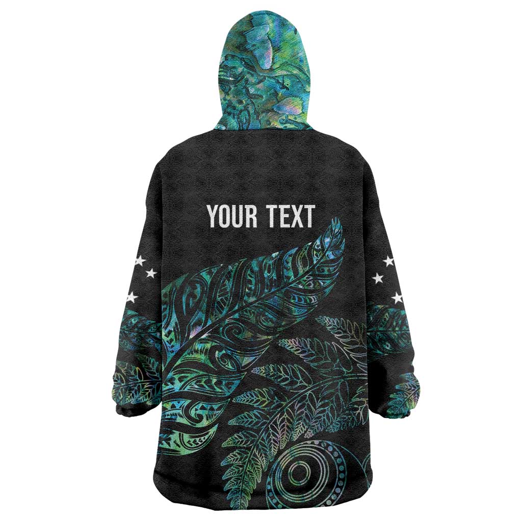 Aotearoa Personalized Lawn Bowls Maori Wearable Blanket Hoodie New Zealand Paua Shell Tribal Silver Fern LT7 - Polynesian Pride