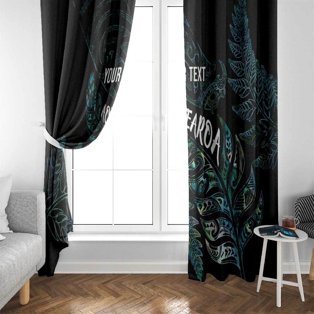 Aotearoa Personalized Lawn Bowls Maori Window Curtain New Zealand Paua Shell Tribal Silver Fern - Polynesian Pride
