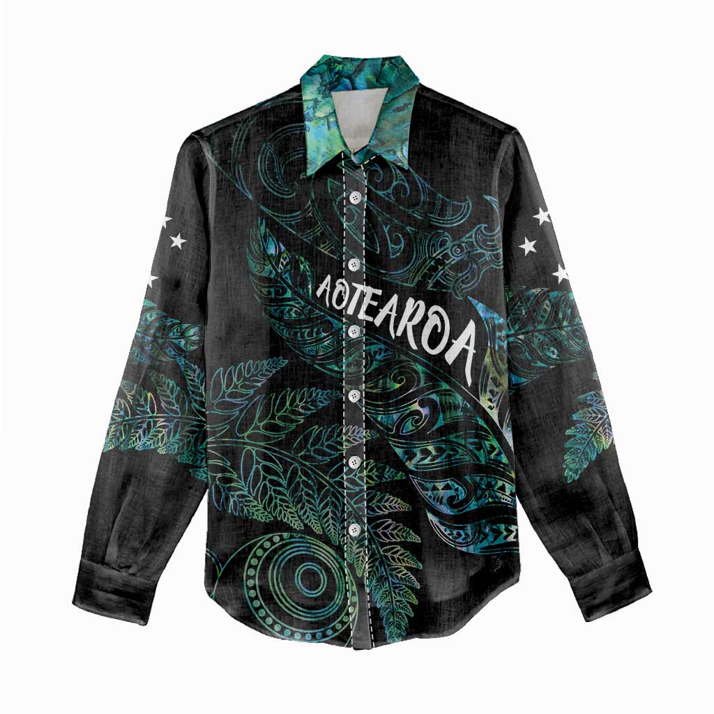 Aotearoa Personalized Lawn Bowls Maori Women Casual Shirt New Zealand Paua Shell Tribal Silver Fern LT7 - Polynesian Pride