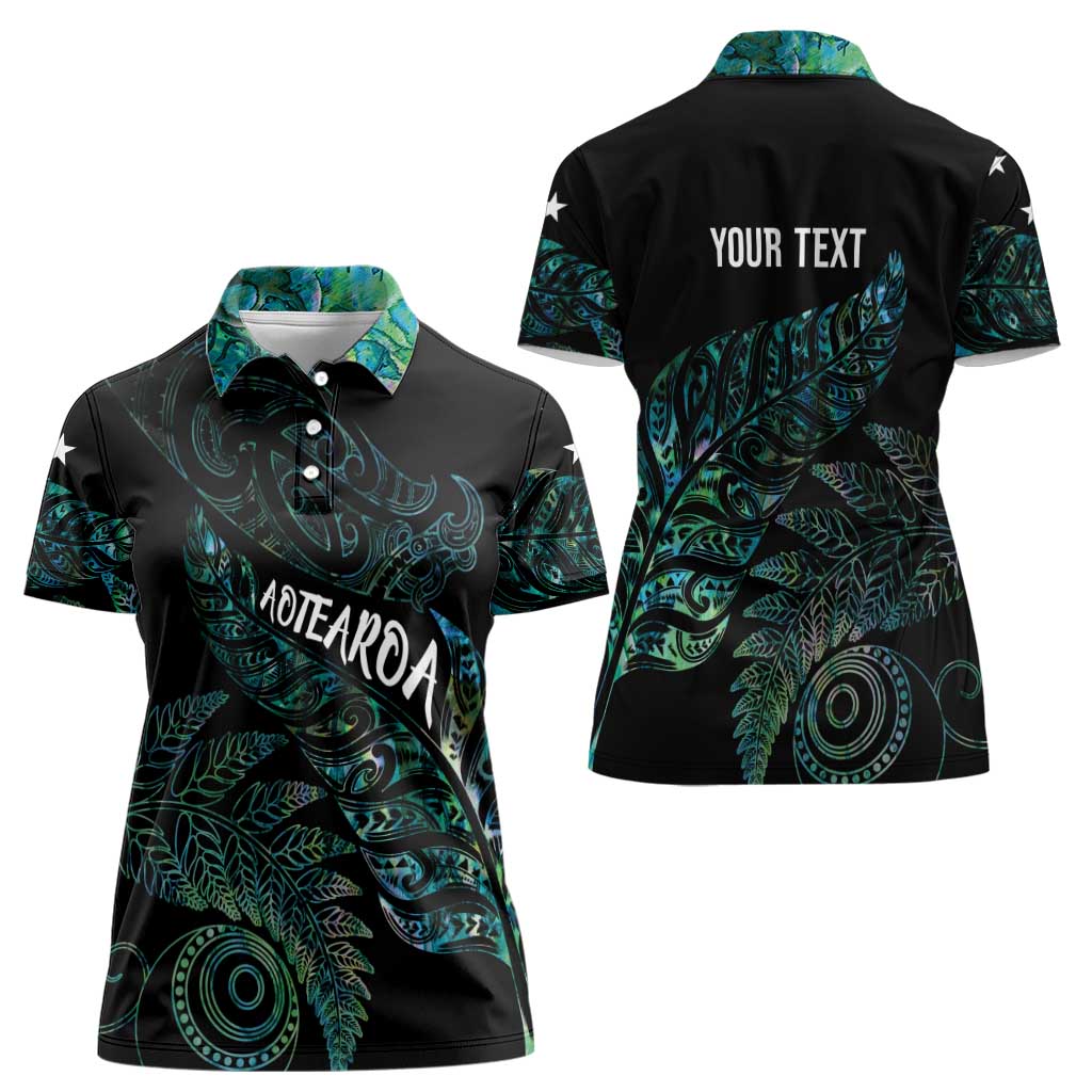 Aotearoa Personalized Lawn Bowls Maori Women Polo Shirt New Zealand Paua Shell Tribal Silver Fern LT7 - Polynesian Pride