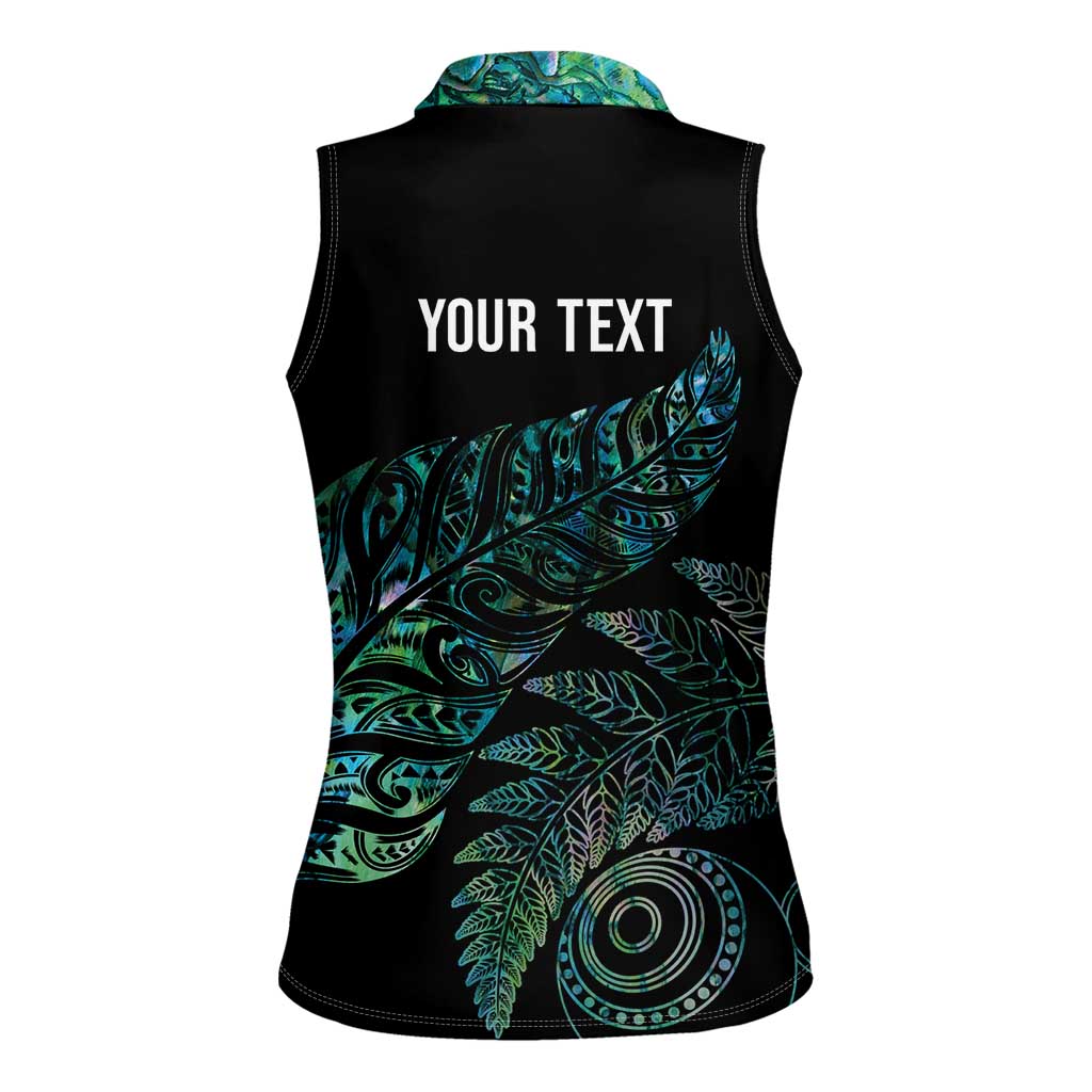 Aotearoa Personalized Lawn Bowls Maori Women Sleeveless Polo Shirt New Zealand Paua Shell Tribal Silver Fern LT7 - Polynesian Pride