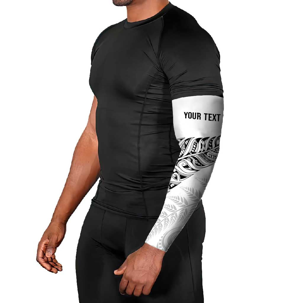 Aotearoa Personalized Lawn Bowls Maori Arm Sleeves New Zealand White Tribal Silver Fern - Polynesian Pride