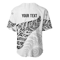 Aotearoa Personalized Lawn Bowls Maori Baseball Jersey New Zealand White Tribal Silver Fern - Polynesian Pride