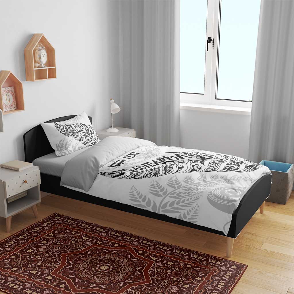 Aotearoa Personalized Lawn Bowls Maori Bedding Set New Zealand White Tribal Silver Fern - Polynesian Pride