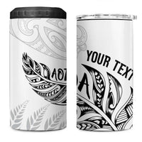 Aotearoa Personalized Lawn Bowls Maori 4 in 1 Can Cooler Tumbler New Zealand White Tribal Silver Fern LT7 One Size: 16 oz White - Polynesian Pride