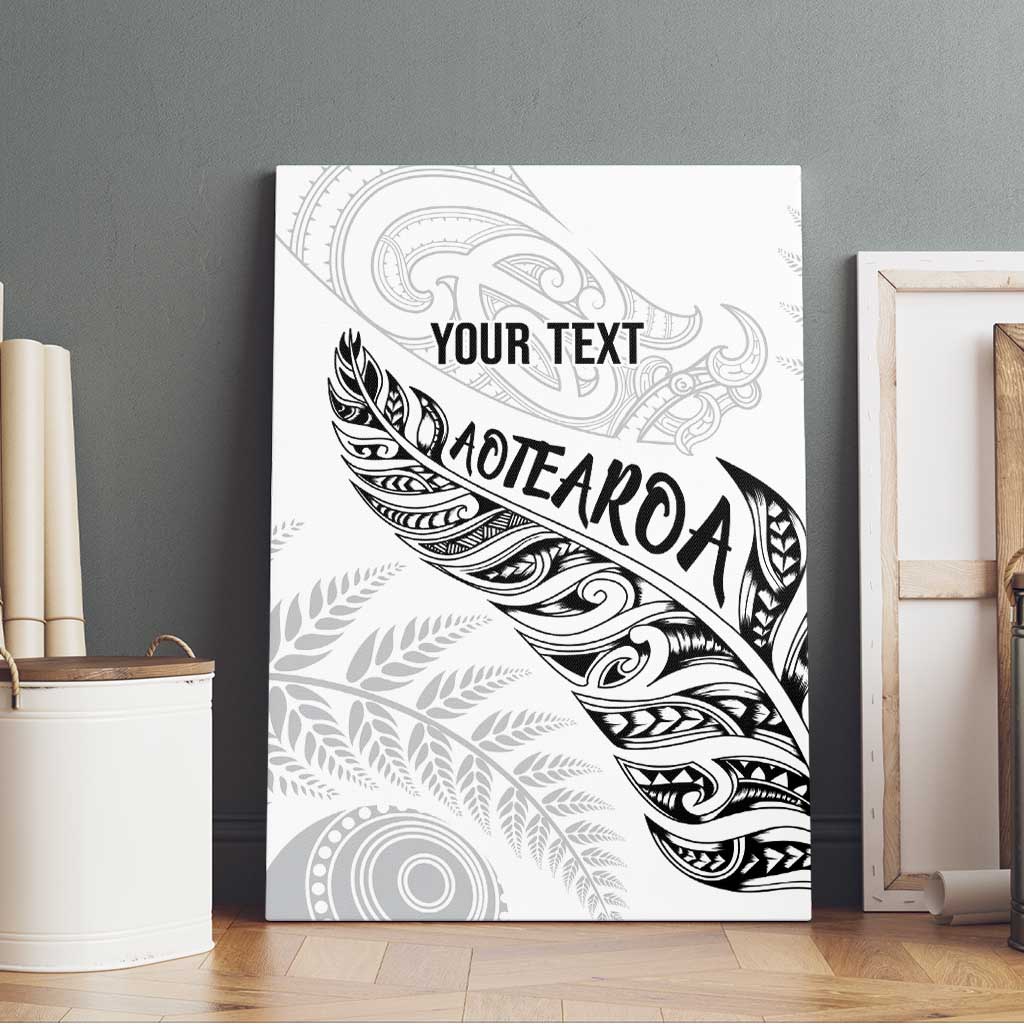 Aotearoa Personalized Lawn Bowls Maori Canvas Wall Art New Zealand White Tribal Silver Fern - Polynesian Pride