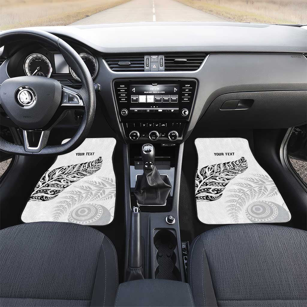Aotearoa Personalized Lawn Bowls Maori Car Mats New Zealand White Tribal Silver Fern - Polynesian Pride