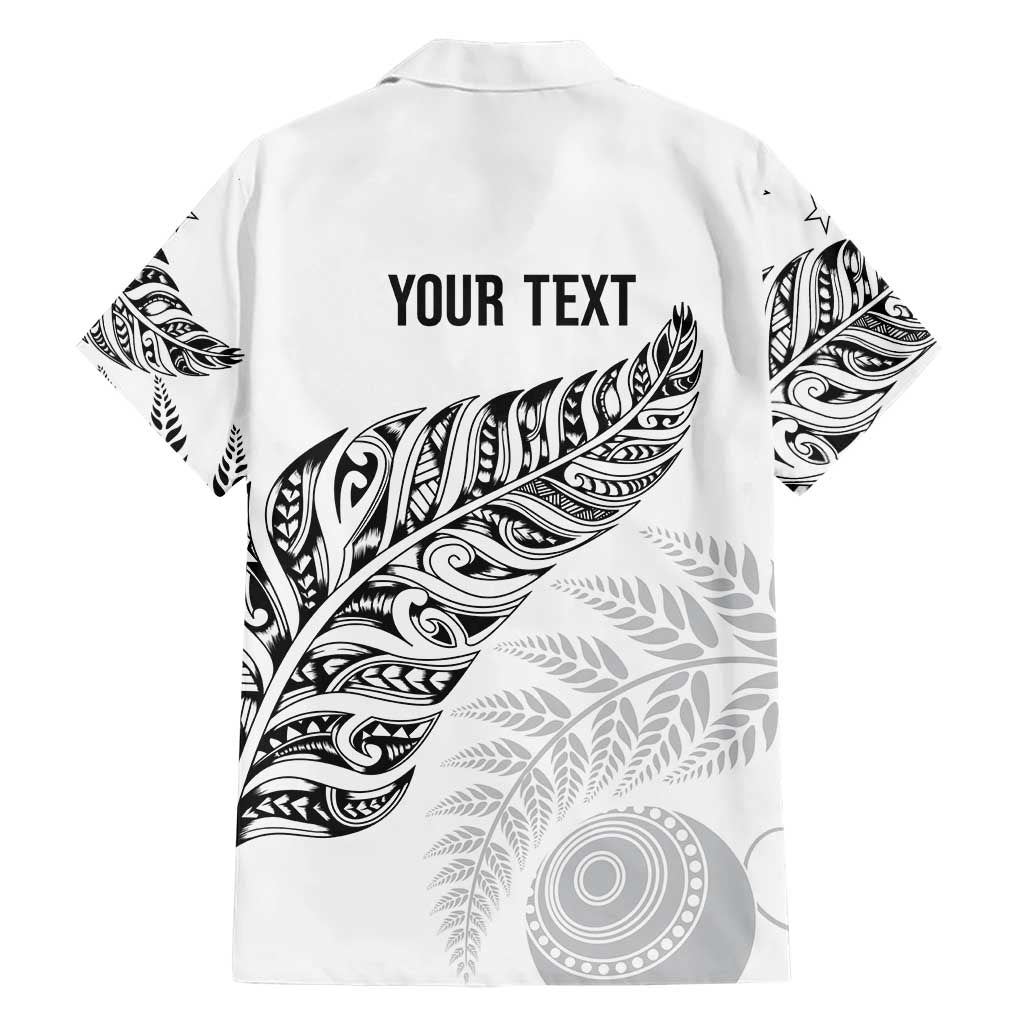 Aotearoa Personalized Lawn Bowls Maori Family Matching Off Shoulder Maxi Dress and Hawaiian Shirt New Zealand White Tribal Silver Fern LT7 - Polynesian Pride