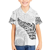 Aotearoa Personalized Lawn Bowls Maori Family Matching Short Sleeve Bodycon Dress and Hawaiian Shirt New Zealand White Tribal Silver Fern LT7 Son's Shirt White - Polynesian Pride