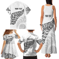Aotearoa Personalized Lawn Bowls Maori Family Matching Tank Maxi Dress and Hawaiian Shirt New Zealand White Tribal Silver Fern LT7 - Polynesian Pride