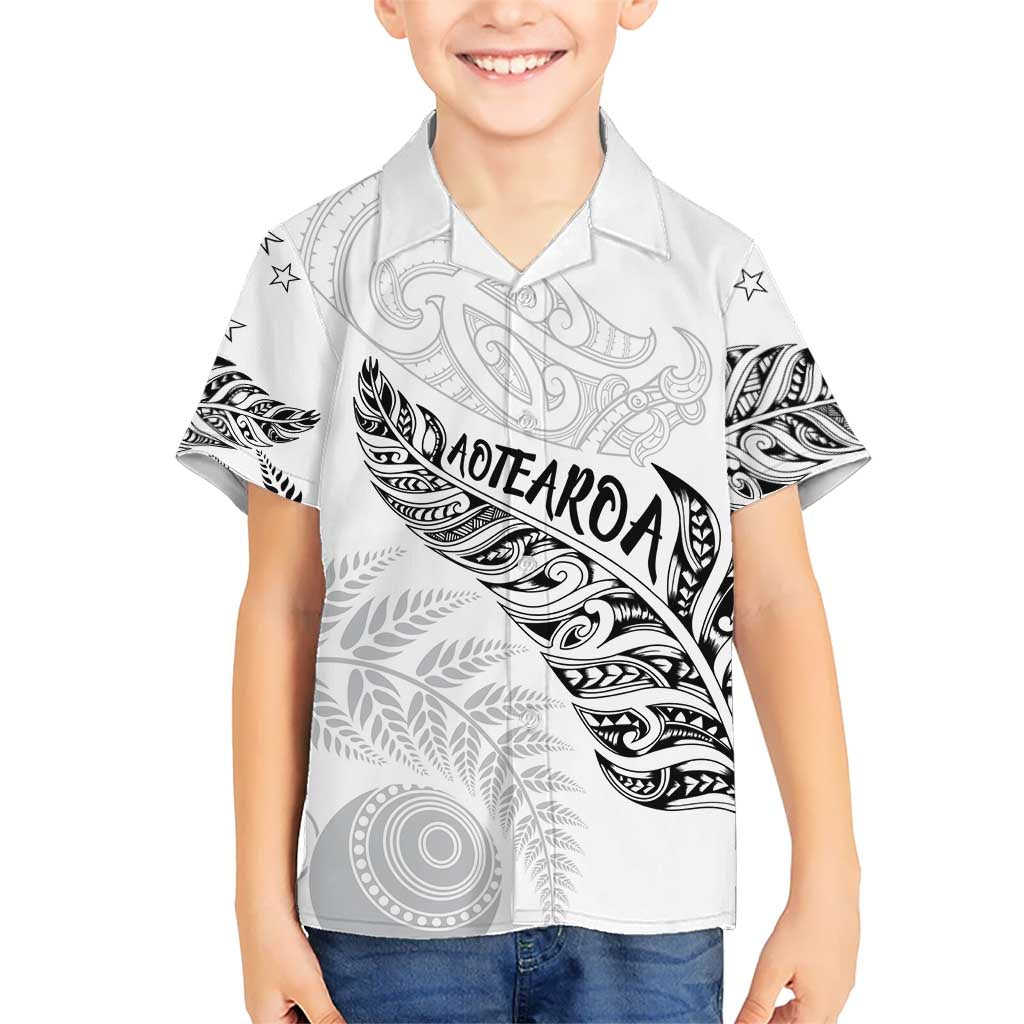 Aotearoa Personalized Lawn Bowls Maori Hawaiian Shirt New Zealand White Tribal Silver Fern LT7 - Polynesian Pride