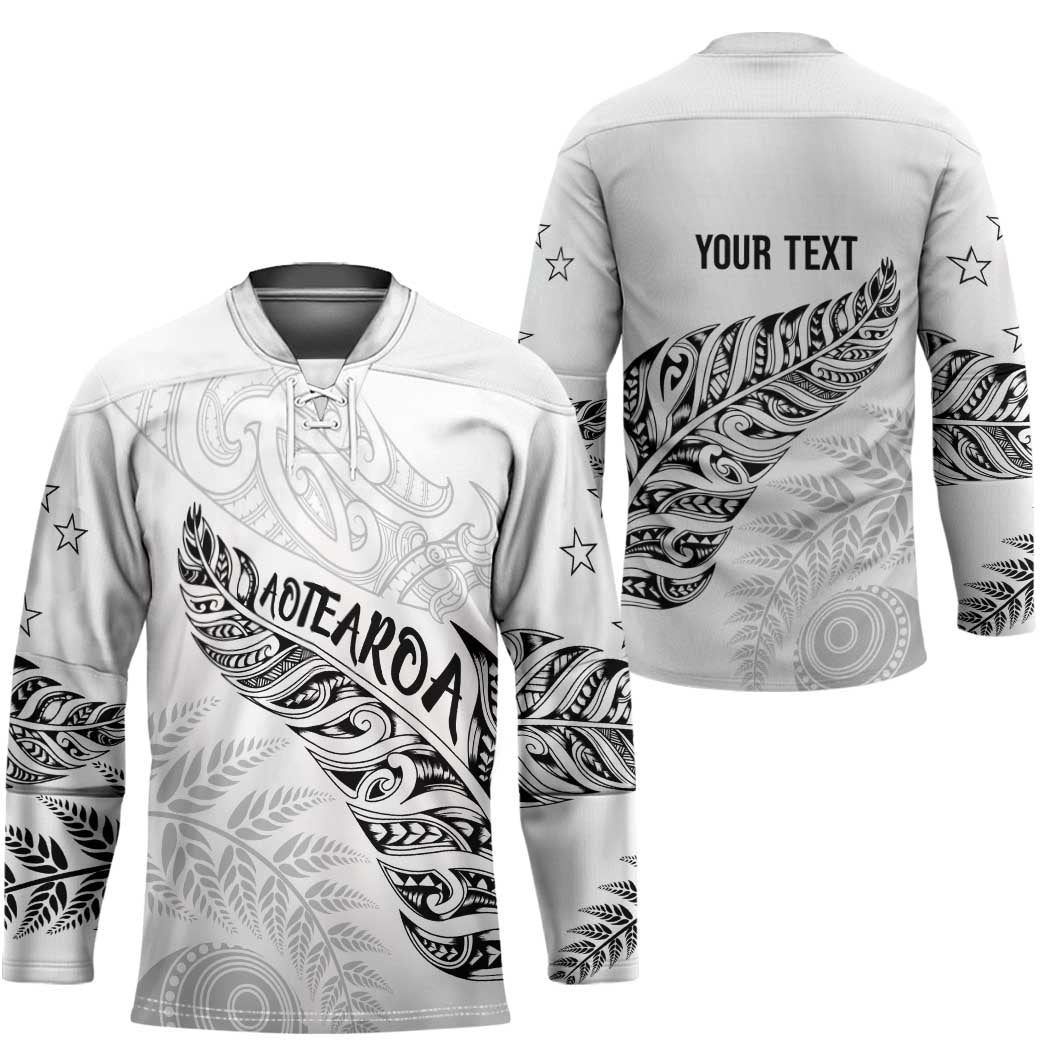 Aotearoa Personalized Lawn Bowls Maori Hockey Jersey New Zealand White Tribal Silver Fern - undefined