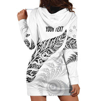 Aotearoa Personalized Lawn Bowls Maori Hoodie Dress New Zealand White Tribal Silver Fern LT7 - Polynesian Pride