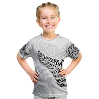 Aotearoa Personalized Lawn Bowls Maori Kid T Shirt New Zealand White Tribal Silver Fern LT7 White - Polynesian Pride