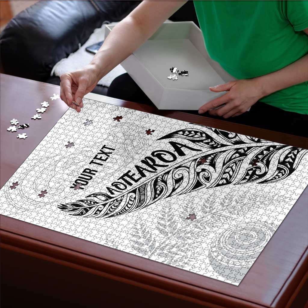 Aotearoa Personalized Lawn Bowls Maori Puzzle New Zealand White Tribal Silver Fern - Polynesian Pride