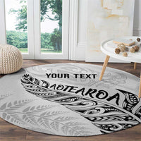 Aotearoa Personalized Lawn Bowls Maori Round Carpet New Zealand White Tribal Silver Fern - Polynesian Pride