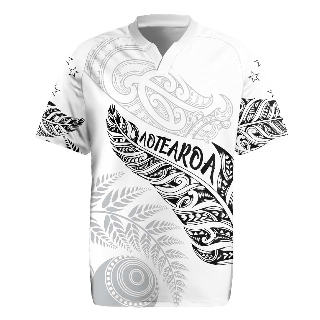 Aotearoa Personalized Lawn Bowls Maori Rugby Jersey New Zealand White Tribal Silver Fern - Polynesian Pride