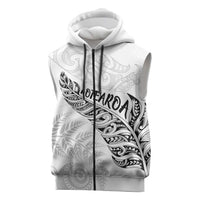 Aotearoa Personalized Lawn Bowls Maori Sleeveless Zip Hoodie New Zealand White Tribal Silver Fern LT7