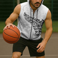 Aotearoa Personalized Lawn Bowls Maori Sleeveless Zip Hoodie New Zealand White Tribal Silver Fern LT7