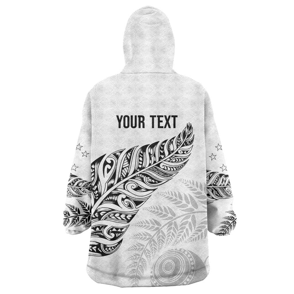 Aotearoa Personalized Lawn Bowls Maori Wearable Blanket Hoodie New Zealand White Tribal Silver Fern LT7 - Polynesian Pride