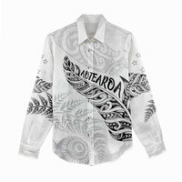 Aotearoa Personalized Lawn Bowls Maori Women Casual Shirt New Zealand White Tribal Silver Fern LT7 - Polynesian Pride