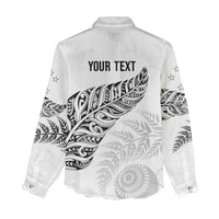 Aotearoa Personalized Lawn Bowls Maori Women Casual Shirt New Zealand White Tribal Silver Fern LT7 - Polynesian Pride