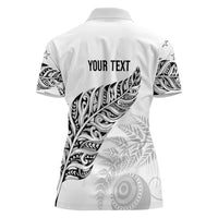 Aotearoa Personalized Lawn Bowls Maori Women Polo Shirt New Zealand White Tribal Silver Fern LT7 - Polynesian Pride