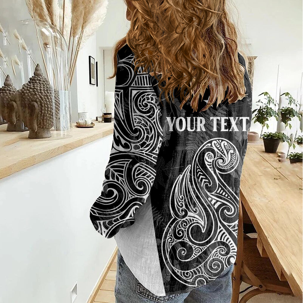 Personalised Maori Waitangi Women Casual Shirt New Zealand Silver Fern Mix Kowhai Flowers LT7 - Polynesian Pride