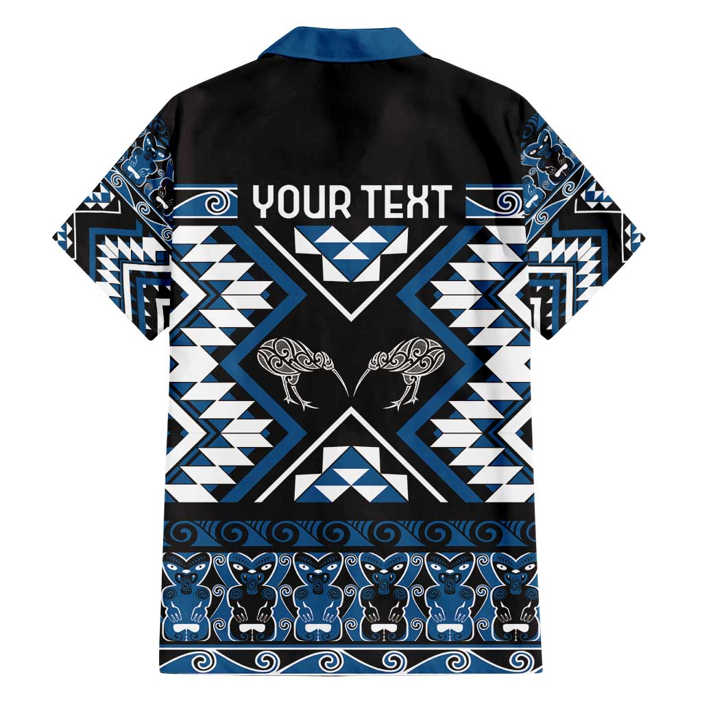 Personalised Taniko Motifs Aotearoa Family Matching Summer Maxi Dress and Hawaiian Shirt Waitangi Kowhaiwhai Kiwi - Blue LT7 - Polynesian Pride