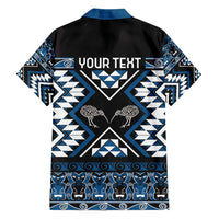 Personalised Taniko Motifs Aotearoa Family Matching Summer Maxi Dress and Hawaiian Shirt Waitangi Kowhaiwhai Kiwi - Blue LT7 - Polynesian Pride