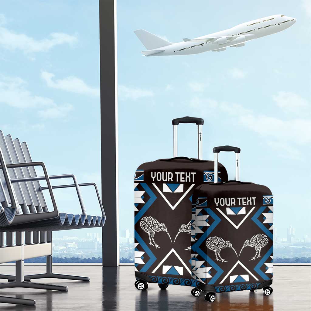 Personalised Taniko Motifs Aotearoa Luggage Cover Waitangi Kowhaiwhai Kiwi - Blue