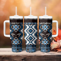 Personalised Taniko Motifs Aotearoa Tumbler With Handle Waitangi Kowhaiwhai Kiwi - Blue