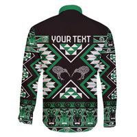 Personalised Taniko Motifs Aotearoa Family Matching Mermaid Dress and Hawaiian Shirt Waitangi Kowhaiwhai Kiwi - Green LT7 - Polynesian Pride