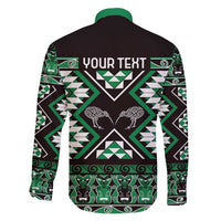 Personalised Taniko Motifs Aotearoa Family Matching Short Sleeve Bodycon Dress and Hawaiian Shirt Waitangi Kowhaiwhai Kiwi - Green LT7 - Polynesian Pride