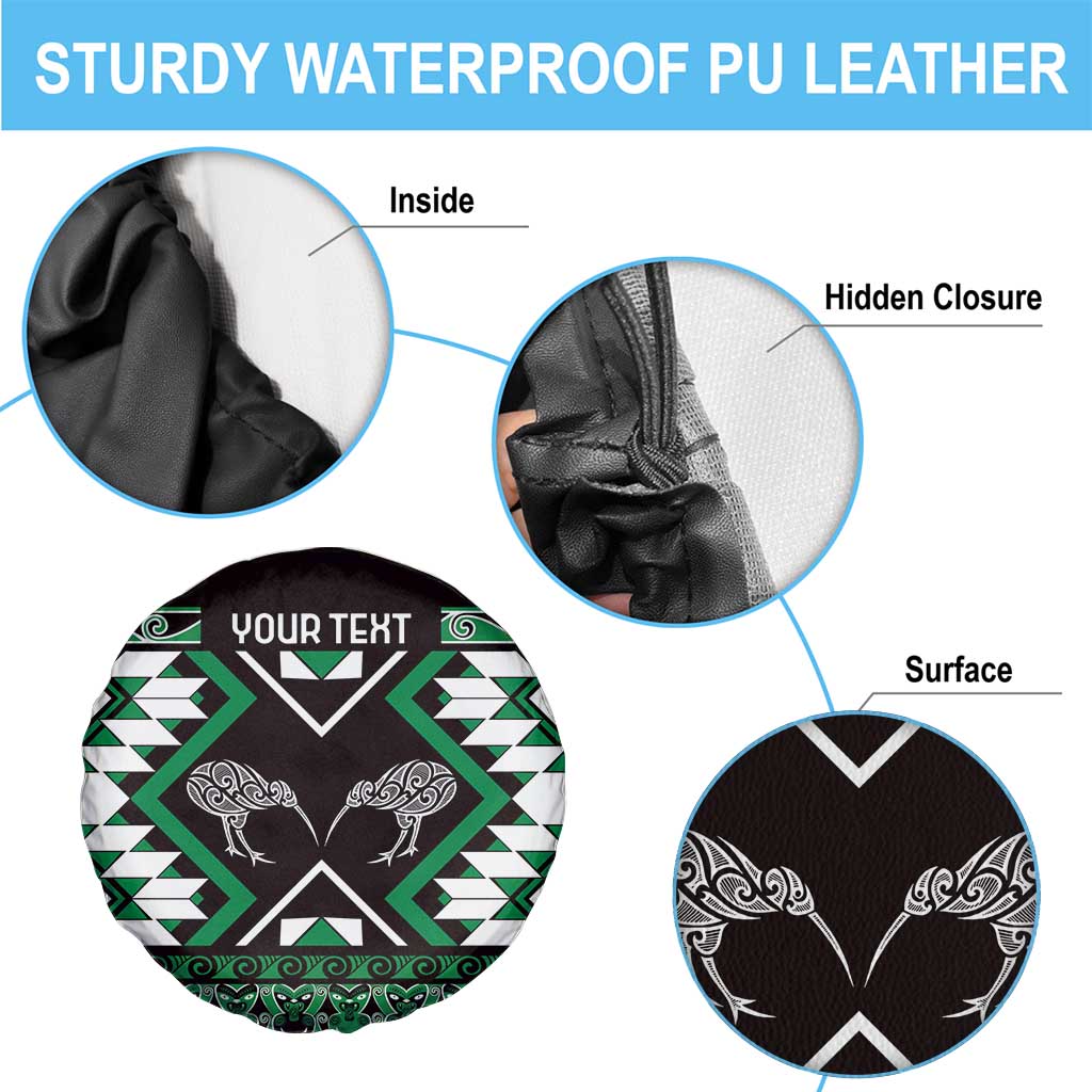 Personalised Taniko Motifs Aotearoa Spare Tire Cover Waitangi Kowhaiwhai Kiwi - Green