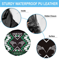 Personalised Taniko Motifs Aotearoa Spare Tire Cover Waitangi Kowhaiwhai Kiwi - Green