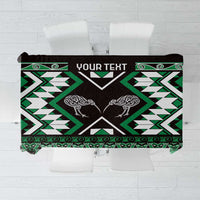 Personalised Taniko Motifs Aotearoa Tablecloth Waitangi Kowhaiwhai Kiwi - Green