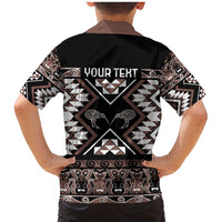 Personalised Taniko Motifs Aotearoa Family Matching Mermaid Dress and Hawaiian Shirt Waitangi Kowhaiwhai Kiwi - Mocha LT7 - Polynesian Pride