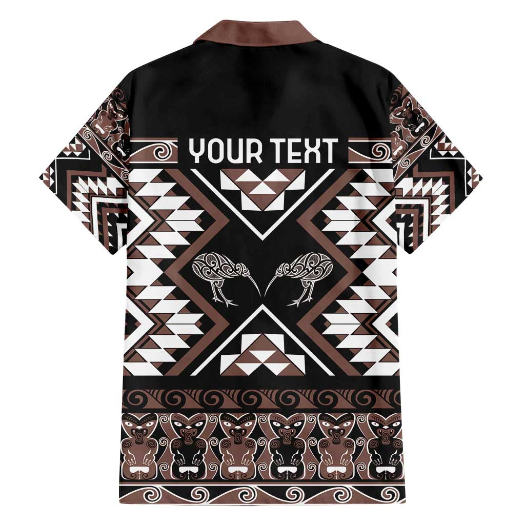 Personalised Taniko Motifs Aotearoa Family Matching Puletasi and Hawaiian Shirt Waitangi Kowhaiwhai Kiwi - Mocha LT7 - Polynesian Pride