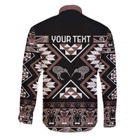 Personalised Taniko Motifs Aotearoa Family Matching Puletasi and Hawaiian Shirt Waitangi Kowhaiwhai Kiwi - Mocha LT7 - Polynesian Pride
